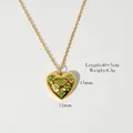 14K gold plated heart pendant necklace with green crystals and star setting details - Star Flare Heart Style / Green Zircon Heart