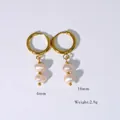 Eleganti orecchini a cerchio dorati con perle d'acqua dolce rosa naturali da 18mm - Orecchini a Cerchio Dorati con Doppia Perla