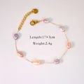 Bracciale minimalista in acciaio inossidabile con perle pastello lavanda rosa e arancio - Bracciale di perle d'acqua dolce multicolore