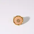 French vintage wide open ring with orange natural stone and gold star engraving - Sunstone