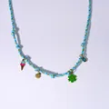 Blue braided rope ocean necklace with colorful sea shell and ice cream charms - Ice Cream and Shell Style (4)