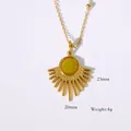 Vintage 14K gold plated sunburst pendant necklace with a faceted yellow natural stone - Necklace / Gold-Mustard Yellow
