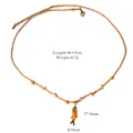 Collier en cordon coloré avec pendentif carpe koï émaillé orange et dimensions - Poisson Orange Corde Rose (XB253101)
