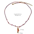 Collier fait main en cordon tressé avec pendentif poisson en émail et fermoir ajustable - Poisson Rouge Corde Bleue (XB253102)