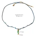 Collier corde tressée bleue avec pendentif poisson en émail vert au style vintage - Poisson Vert Corde Bleue Marron (XB253103)