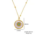 14K gold plated stainless steel sunburst necklace with amazonite turquoise stone - Sun Radial Mother of Pearl Style (XB253001)