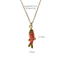 Koi-Fisch-Anhänger aus Edelstahl mit rosa Emaille und detaillierten Maßangaben - Rosa Fisch Goldkette (XB253108)