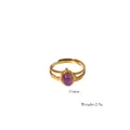 Verstellbarer goldener Ring mit lila ovalem Edelstein und Seildetail, Gewicht 2,9g - Ovaler Cabochon Doppelgabel Seil Stil (XB20255005)