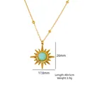 14K gold plated sun pendant necklace with amazonite stone and size dimensions - Sun Shape Radial Style (XB253003)
