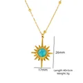 Goldene Sonnenstrahl-Halskette mit Türkis-Inlay und feiner Perlenkette für Damen - Geometrisches Sonnenmuster Stil (XB253006)