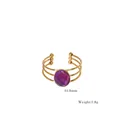 Verstellbarer goldener Dreiband-Ring mit einem 10,8 mm lila ovalen Naturstein - Dreilagiger Paralleler Band Oval Stil (XB20255011)