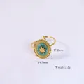14K vergulde roestvrijstalen ring met turquoise ovale steen en sterren gravure - Verstelbaar / R11-Amazoniet Stijl 2