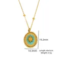 Halskette aus 14K vergoldetem Edelstahl mit blauem ovalem Anhänger und Sternschliff-Motiv - Ovaler Sternenschliff Perle Stil (XB253010)
