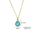 Minimalistische 14K vergoldete Edelstahlkette mit tropfenförmigem blauem Amazonit-Anhänger - Tropfenform Facettiert Stil (XB253012)
