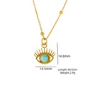 Halskette mit blauem Amazonit-Stein im Evil-Eye-Design aus 14K vergoldetem Edelstahl - Böser Blick Formgebung Stil (XB253013)