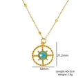 14K vergoldete Edelstahlhalskette mit rundem Amazonit-Anhänger im Sonnendesign - Zeigerform Stil (XB253014)
