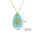 Amazonit-Tropfenanhänger-Halskette aus 14K vergoldetem Edelstahl mit Sonnenmotiv - Tropfenform Sonnenbasis Stil (XB253018)