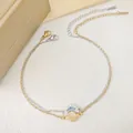Two-piece stainless steel anklet set with celestial sun and moon zircon charms - Two-Tone Sun Moon Bracelet