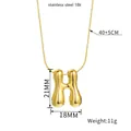 Detail of 18k gold plated stainless steel letter H bubble pendant necklace with dimensions - Letter H(Z88) / Gold