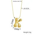 Detailed view of golden 3D balloon letter K pendant with size and material specifications - Letter K(Z88) / Gold