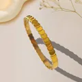 Golden titanium steel scale patterned bracelet with a polished geometric textured finish - Gold Style (T213)