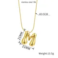 3D bubble letter M pendant necklace in 18k gold plated stainless steel on white background - Letter M(Z88) / Gold