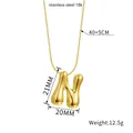 Golden 18k stainless steel necklace with puffy balloon N pendant and chain details - Letter N(Z88) / Gold