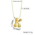 Gold plated bubble letter K pendant necklace in stainless steel with 40+5cm chain length - Letter K