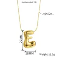 Gold-plated stainless steel puffy letter E balloon pendant necklace with dimensions - Letter E / Gold