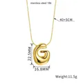 Gold-plated stainless steel 18K puffy bubble letter G pendant necklace with shiny finish - Letter G / Gold