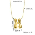 Gold-plated bubble letter H pendant necklace in stainless steel with 40+5cm chain - Letter H / Gold