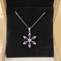 Snowflake pendant necklace with purple marquise zircons in a premium jewelry gift box - Purple Snowflake Necklace