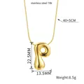 Chunky gold balloon letter P pendant necklace in polished 18k plated stainless steel - Letter P