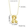 Polished 18K gold plated stainless steel balloon letter R pendant necklace - Letter R