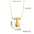 Golden balloon style letter T pendant necklace in polished 18K stainless steel - Letter T
