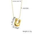 Puffy balloon U letter necklace in 18k gold plated stainless steel with sizing - Letter U