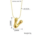 Gold-plated stainless steel puffy V letter necklace with polished balloon effect pendant - Letter V