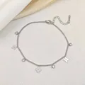 Silver stainless steel clover bracelet with sparkling cubic zirconia crystals for women - Silver