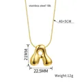Bubble letter A necklace in 18k gold plated stainless steel with adjustable chain - Letter A