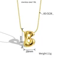 Golden 18K gold-plated stainless steel puffy letter B balloon pendant necklace - Letter B