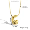 Golden 18K gold plated stainless steel balloon bubble letter C pendant necklace charm - Letter C