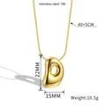 Chubby balloon bubble 26 initial letter D pendant necklace in 18k gold plated steel - Letter D