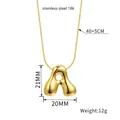 Golden 18K stainless steel bubble initial A pendant necklace with glossy finish - Letter A(Z88) / Gold