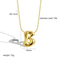 Chunky 18k gold plated stainless steel balloon letter B pendant necklace for women - Letter B(Z88) / Gold
