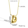 Chunky bubble letter pendant necklace in 18K gold finish stainless steel material - Letter D(Z88) / Gold