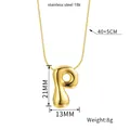 Puffy letter P gold pendant necklace in 18k plated stainless steel with 40cm chain - Letter P(Z88) / Gold