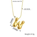 Puffy bubble letter W pendant necklace in 18k gold plated stainless steel - Letter W(Z88) / Gold