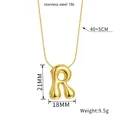 Chubby bubble initial R pendant necklace in 18k gold plated stainless steel - Letter R(Z88) / Gold