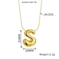 18K gold plated stainless steel bubble letter S pendant necklace with adjustable chain - Letter S(Z88) / Gold