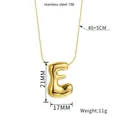 Chunky 18K gold plated stainless steel balloon letter E pendant necklace for women - Letter E(Z88) / Gold